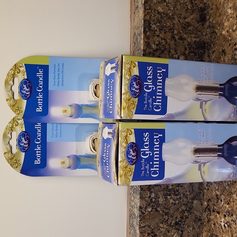 Glass Chimney and Bottle Candle - set of two
